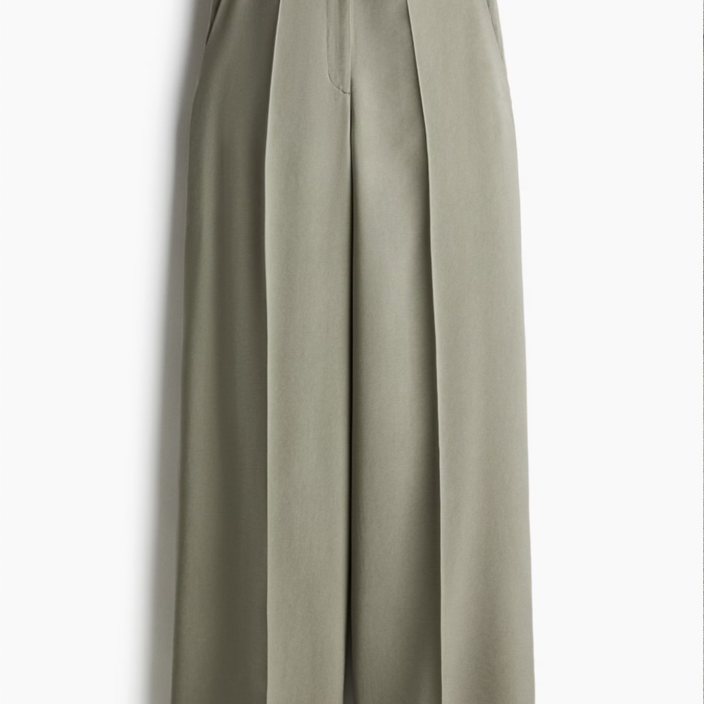 H&M Wide Leg Trousers - Olive Green